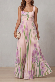 Georgina Wright | Iris Floral Pleated Maxi Dress in Blush Pink