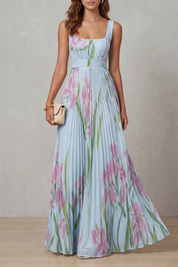 Georgina Wright | Iris Floral Pleated Maxi Dress in Blush Pink