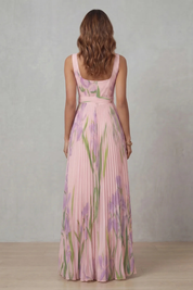 Georgina Wright | Iris Floral Pleated Maxi Dress in Blush Pink