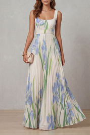 Georgina Wright | Iris Floral Pleated Maxi Dress in Blush Pink