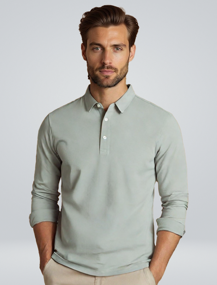 William Harrington | White Long Sleeve Polo Shirt for Men