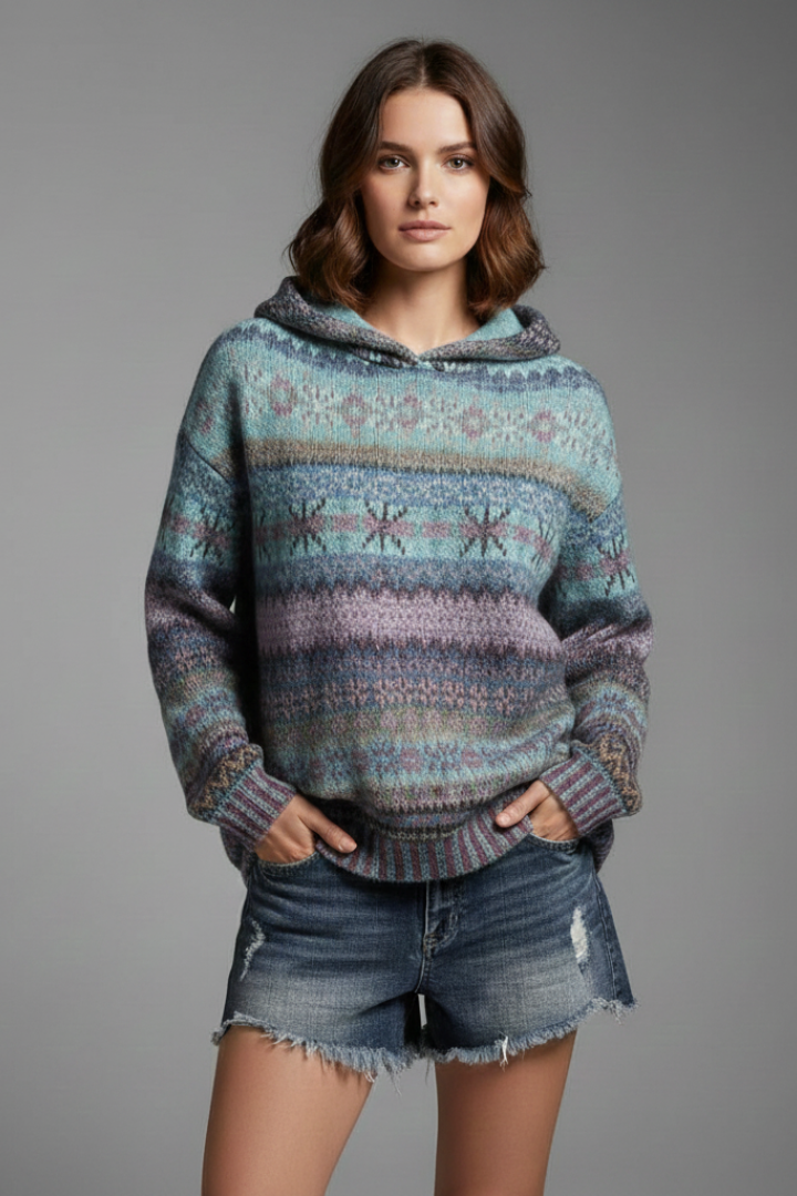 Poppy Fenwick | Fair Isle Hoodie with Ribbed Cuffs