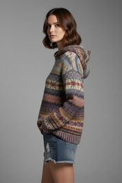 Poppy Fenwick | Fair Isle Hoodie with Ribbed Cuffs