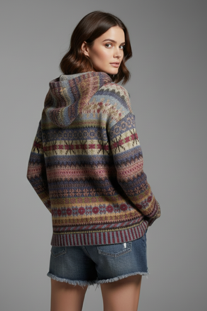 Poppy Fenwick | Fair Isle Hoodie with Ribbed Cuffs