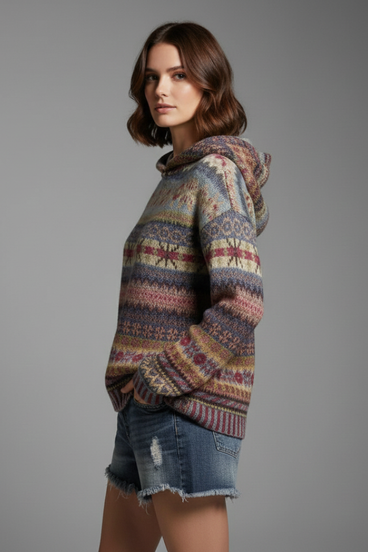 Poppy Fenwick | Fair Isle Hoodie with Ribbed Cuffs