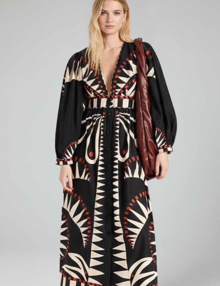 Maisie Whitcombe | Printed Maxi Dress With V-Neck