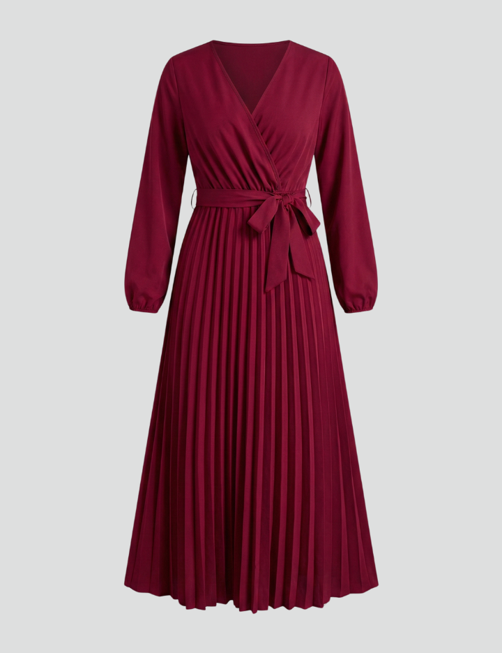 Women_sV-neckMaxiDresswithPleatedSkirtandTieWaist_ElegantLongSleeveDressforFormalandCasualOccasions_1.png