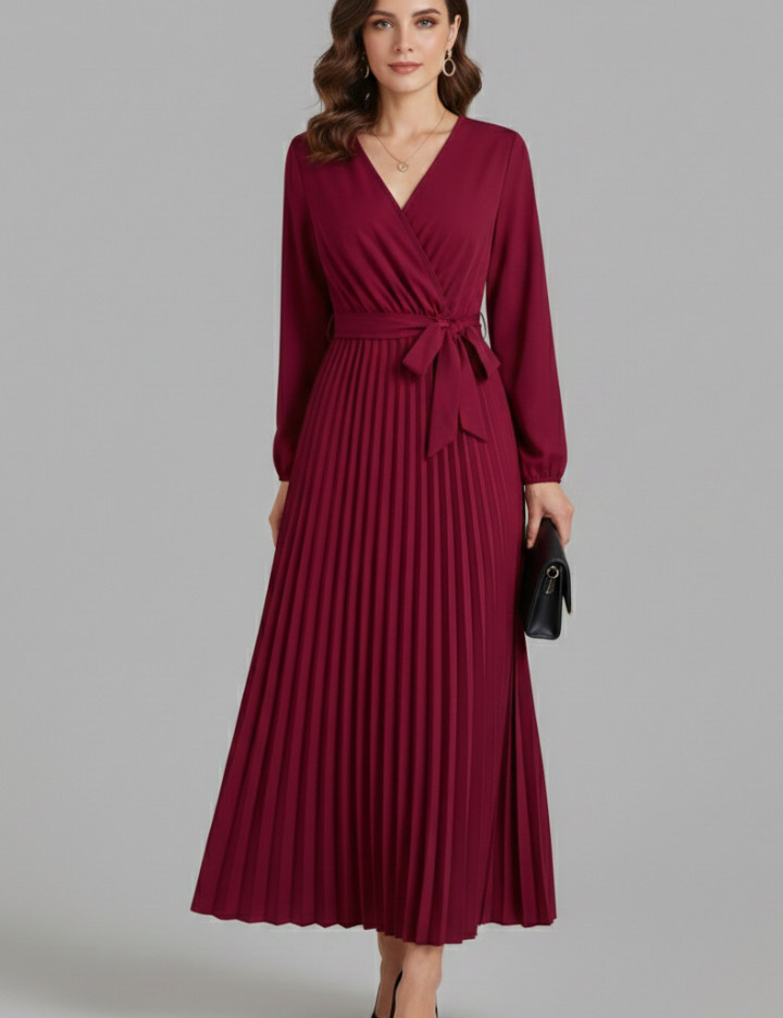 Women_sV-neckMaxiDresswithPleatedSkirtandTieWaist_ElegantLongSleeveDressforFormalandCasualOccasions_2.png
