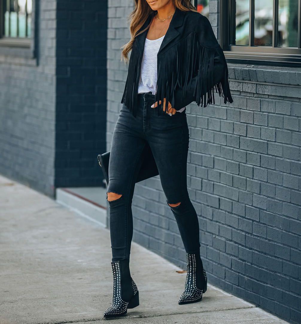 Scarlett Monroe | Fringe Suede Statement Jacket