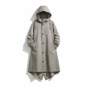 Iris Walker | Longline Hooded Rain Coat in Light Grey