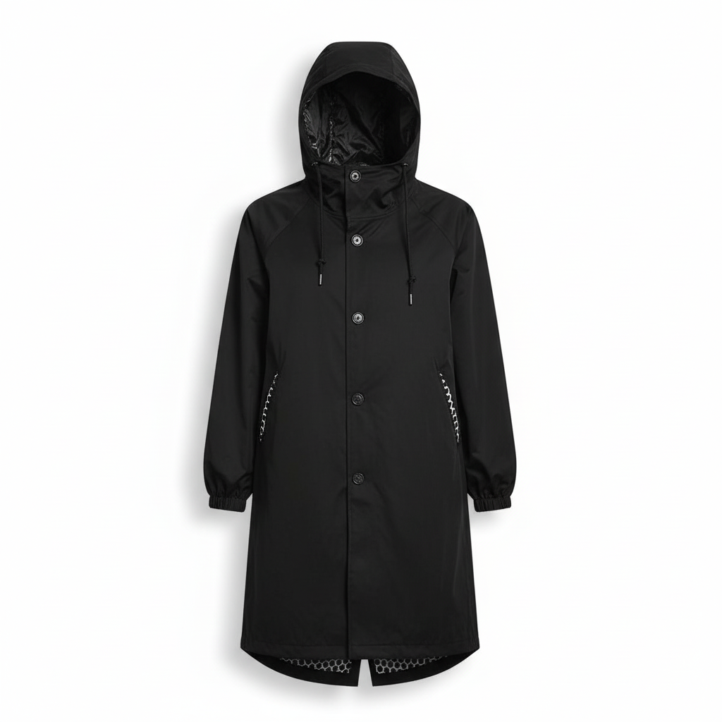 Iris Walker | Longline Hooded Rain Coat in Light Grey