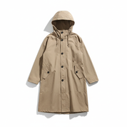 Iris Walker | Longline Hooded Rain Coat in Light Grey