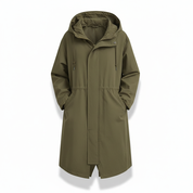 Iris Walker | Longline Hooded Rain Coat in Light Grey