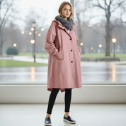 Iris Walker | Longline Hooded Rain Coat in Light Grey