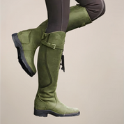 Florence Griffiths | Bottes en daim vert olive à hauteur du genou