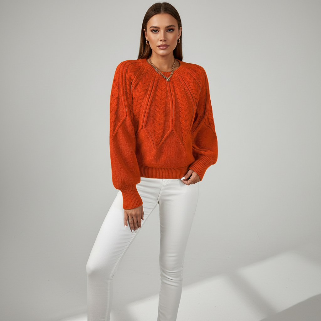 Lydia Campbell | Burnt Orange Cable Knit Sweater