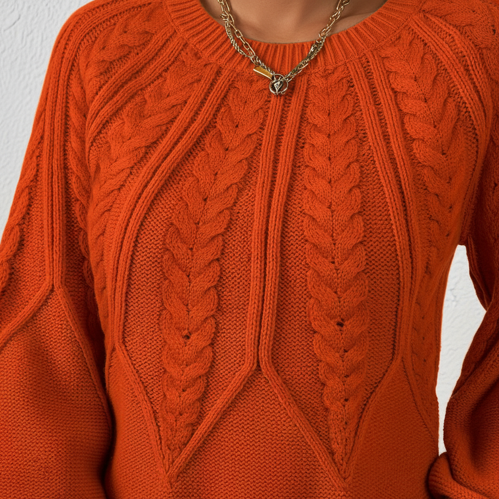 Lydia Campbell | Burnt Orange Cable Knit Sweater