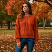 Lydia Campbell | Burnt Orange Cable Knit Sweater