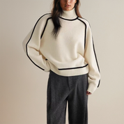 Lydia Campbell | Turtleneck Knit Sweater with Contrast Trim