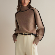Lydia Campbell | Turtleneck Knit Sweater with Contrast Trim