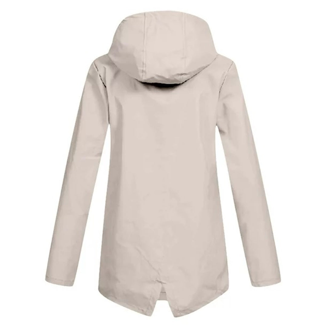 Evelyn Cooper | Waterproof Hooded Rain Jacket in Stone