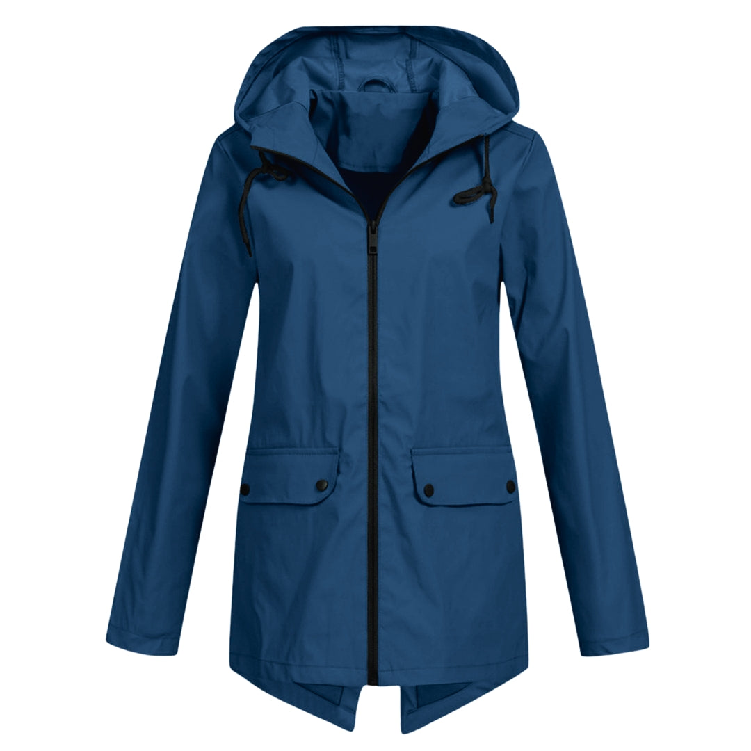 Evelyn Cooper | Waterproof Hooded Rain Jacket in Stone