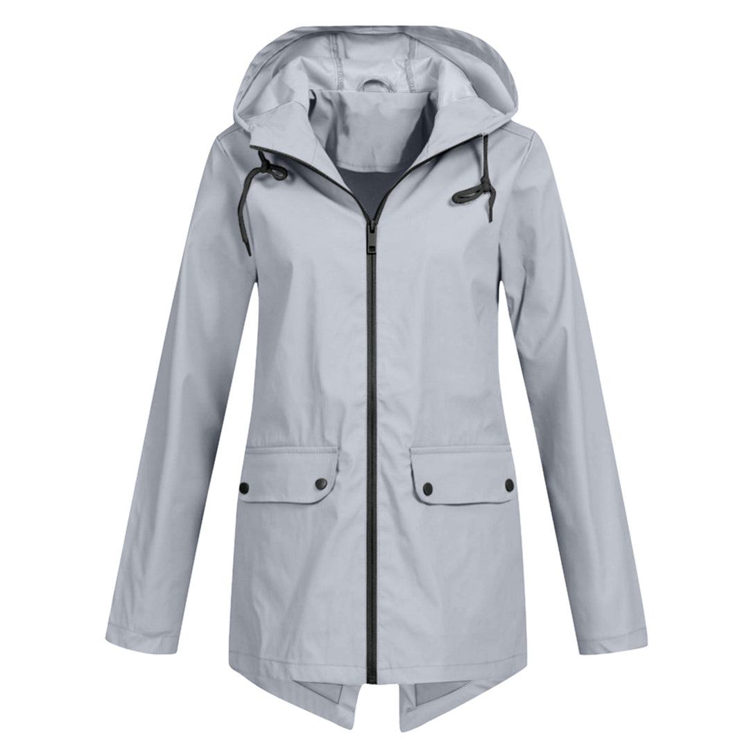 Evelyn Cooper | Waterproof Hooded Rain Jacket in Stone