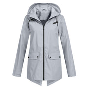 Evelyn Cooper | Waterproof Hooded Rain Jacket in Stone