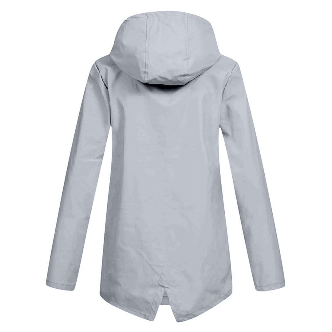 Evelyn Cooper | Waterproof Hooded Rain Jacket in Stone