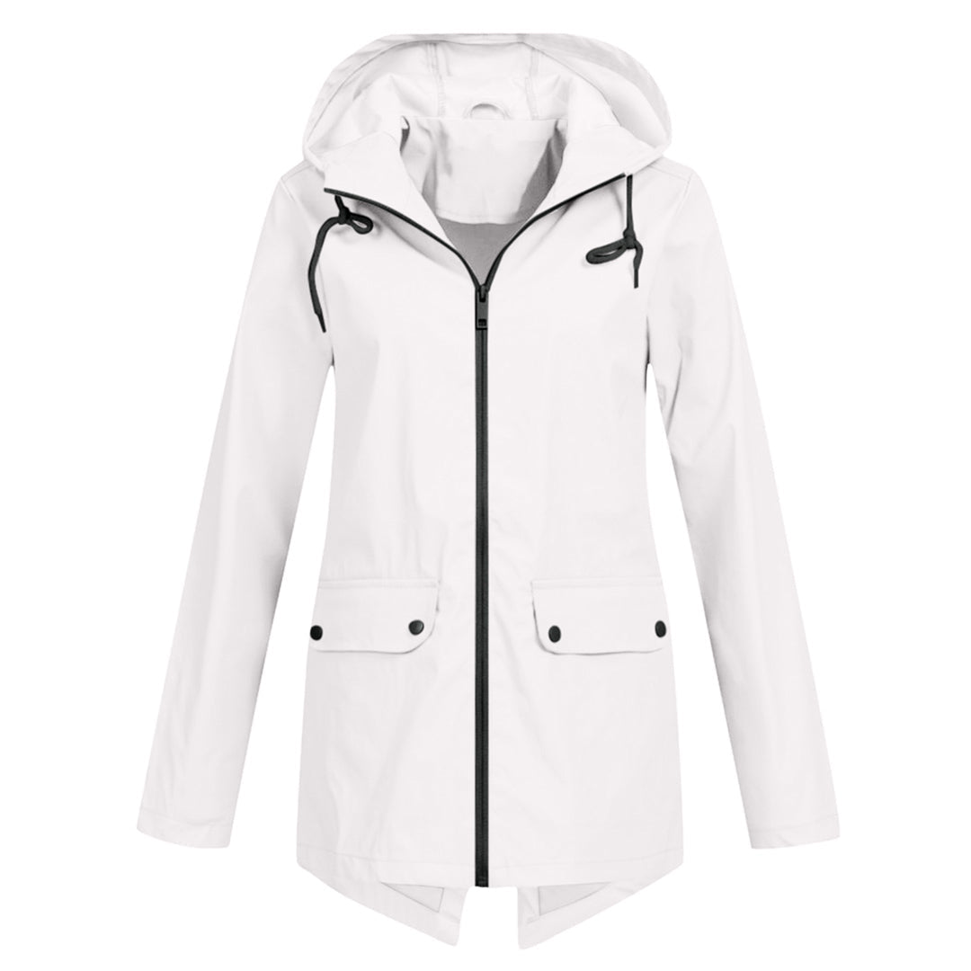 Evelyn Cooper | Waterproof Hooded Rain Jacket in Stone