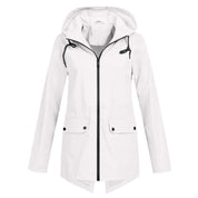Evelyn Cooper | Waterproof Hooded Rain Jacket in Stone