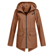 Evelyn Cooper | Waterproof Hooded Rain Jacket in Stone
