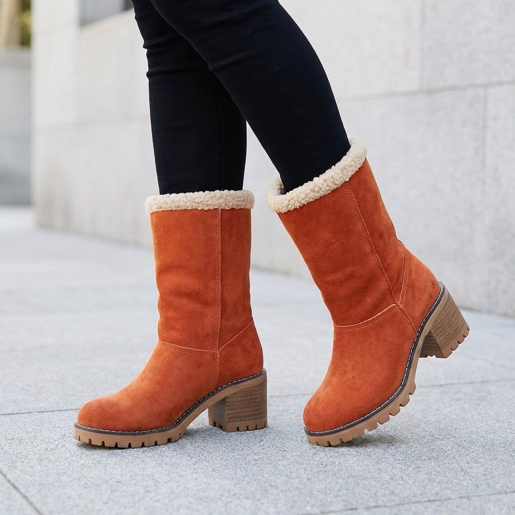 Alice Hartley | Black Suede Ankle Boots with Sherpa Cuff