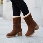 Alice Hartley | Black Suede Ankle Boots with Sherpa Cuff