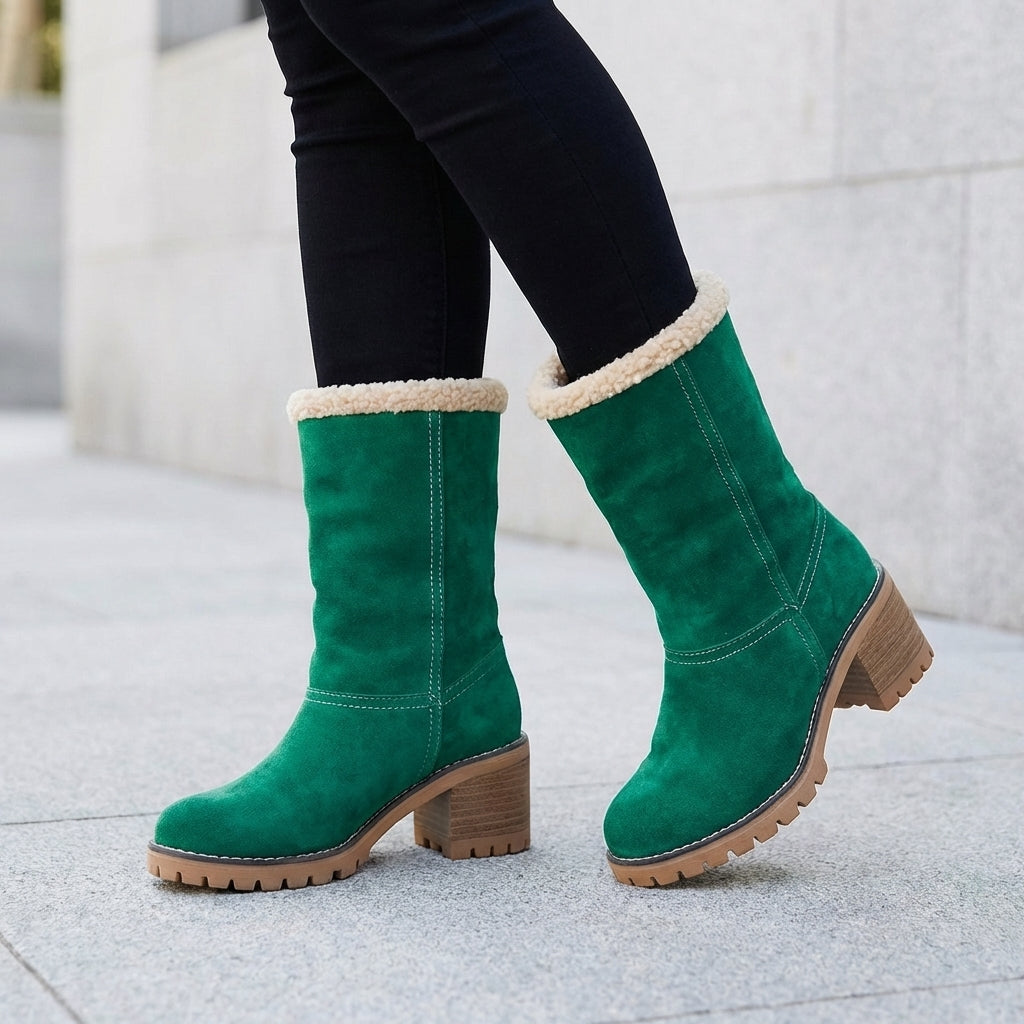Alice Hartley | Black Suede Ankle Boots with Sherpa Cuff