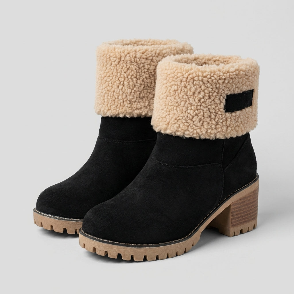Alice Hartley | Black Suede Ankle Boots with Sherpa Cuff