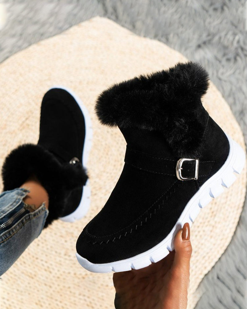 Cressida Ashworth | Fur-Lined Snow Ankle Boots in Grey