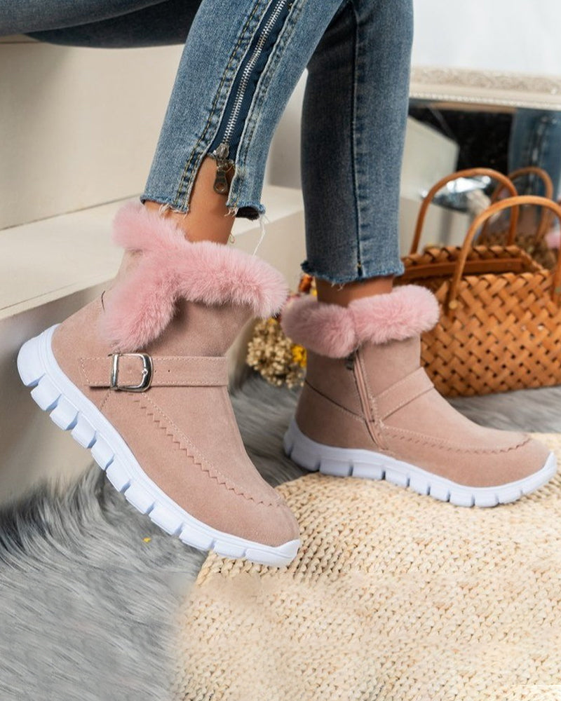 Cressida Ashworth | Fur-Lined Snow Ankle Boots in Grey