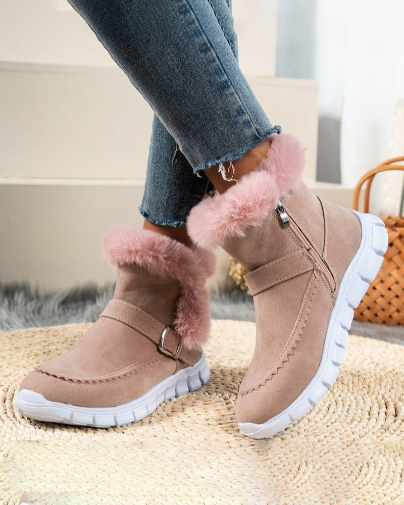Cressida Ashworth | Fur-Lined Snow Ankle Boots in Grey