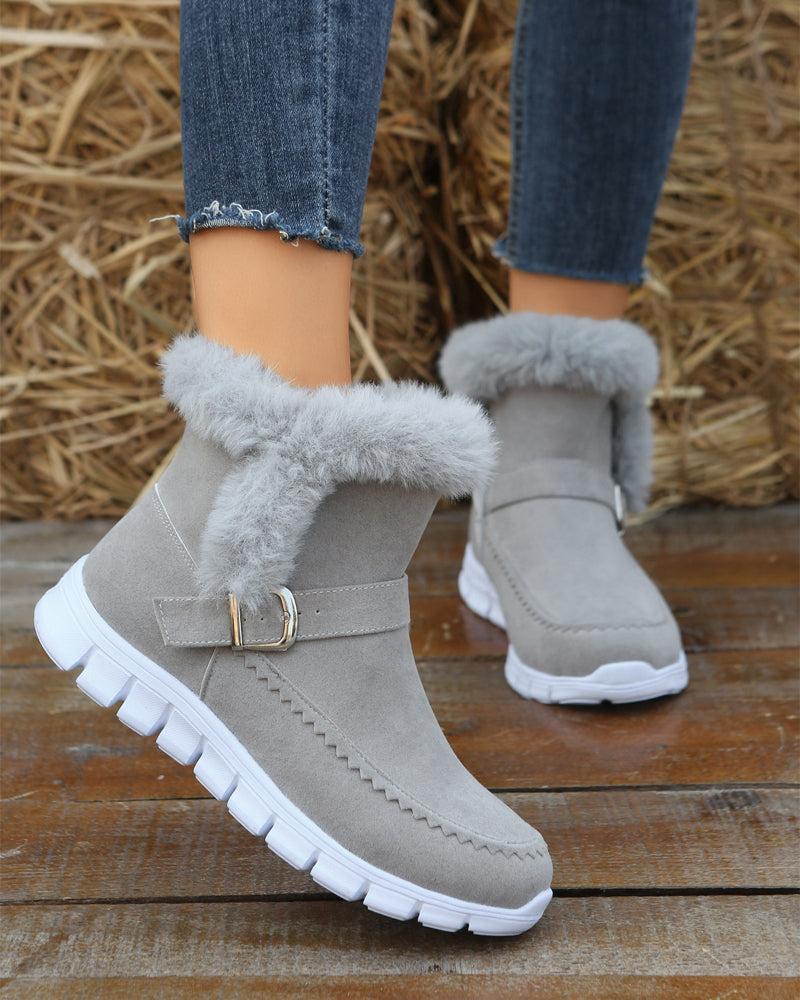 Cressida Ashworth | Fur-Lined Snow Ankle Boots in Grey