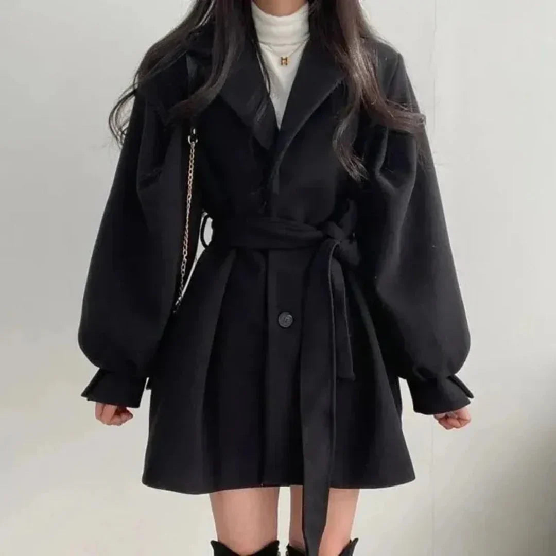 Georgina Hill | Belted Wool-Blend Coat in Warm Oat