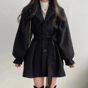 Georgina Hill | Belted Wool-Blend Coat in Warm Oat