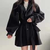 Georgina Hill | Belted Wool-Blend Coat in Warm Oat
