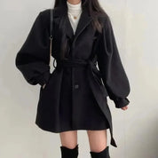 Georgina Hill | Belted Wool-Blend Coat in Warm Oat