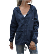 Verity Nelson | Lightweight Hooded Rain Jacket in Navy Blue