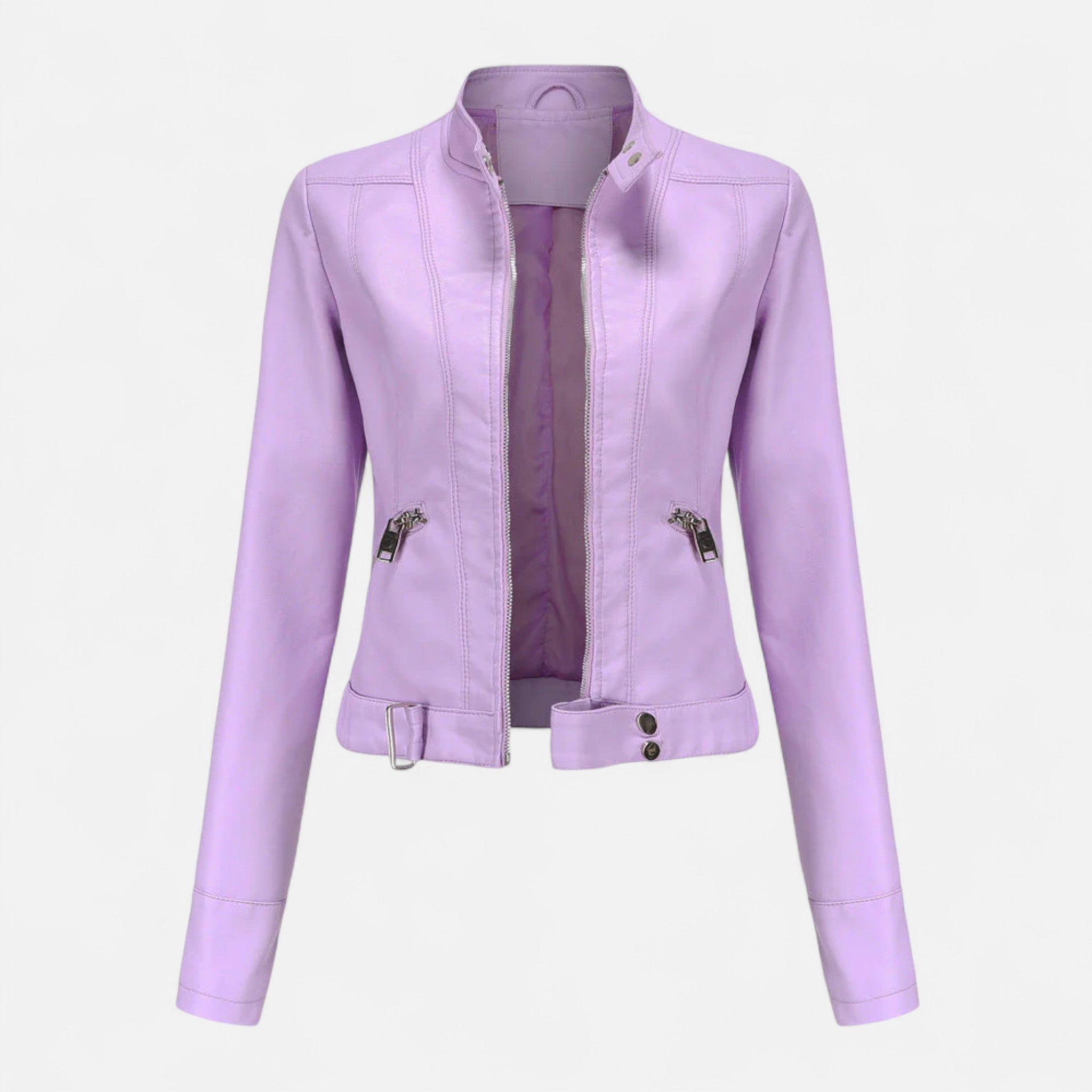 Valentina Greco | Brown Faux Leather Biker Jacket for Women