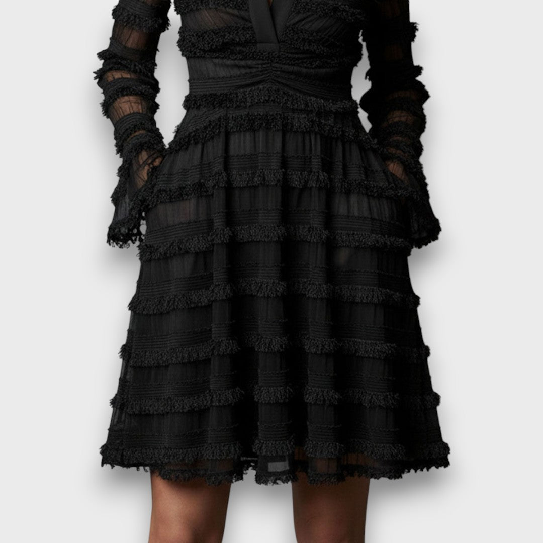 Charlotte Griffin | Robe midi texturée à manches longues et col en V