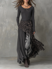 Tabitha Wright | Robe longue asymétrique à imprimé léopard