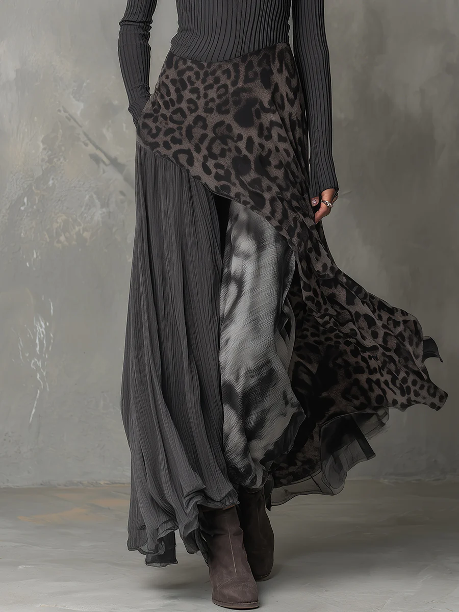 Tabitha Wright | Robe longue asymétrique à imprimé léopard