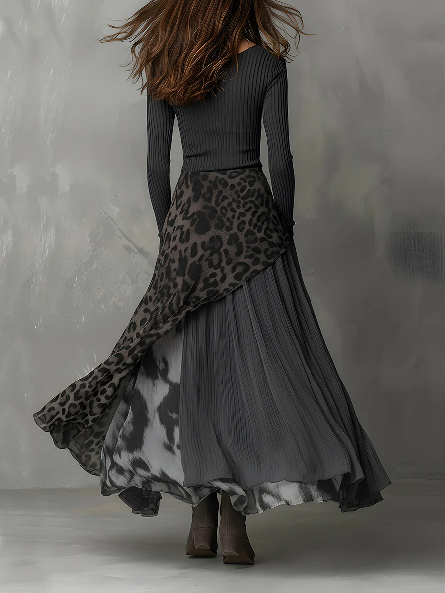 Tabitha Wright | Robe longue asymétrique à imprimé léopard